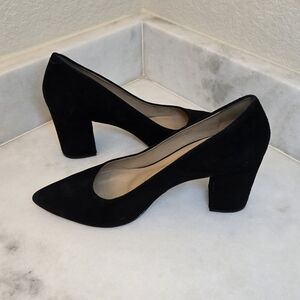 Vero Cuoio Black Suede Mid Block Heel Pumps